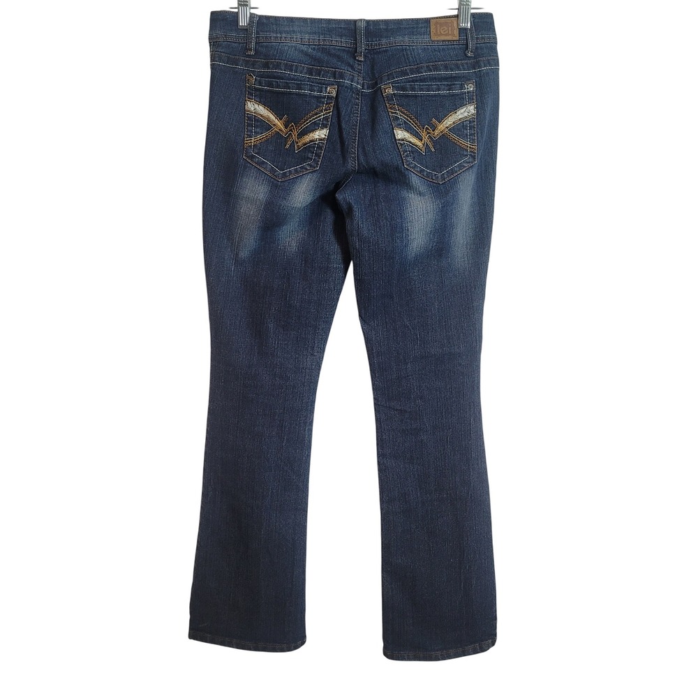 LEI Ashley Y2K Lowrise Bootcut Jeans Embroidered Pockets Blue Women's 11 Long